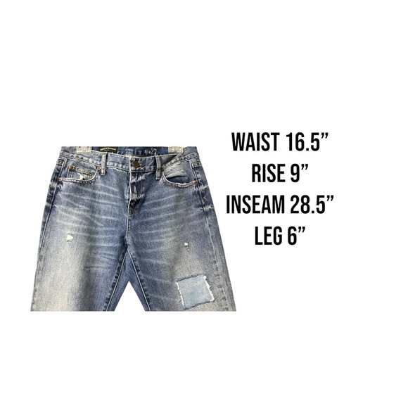 J.Crew Boyfriend Blue Denim Jean SZ 27‎ Women Straight Leg Distress Frayed Patch - Picture 6 of 6